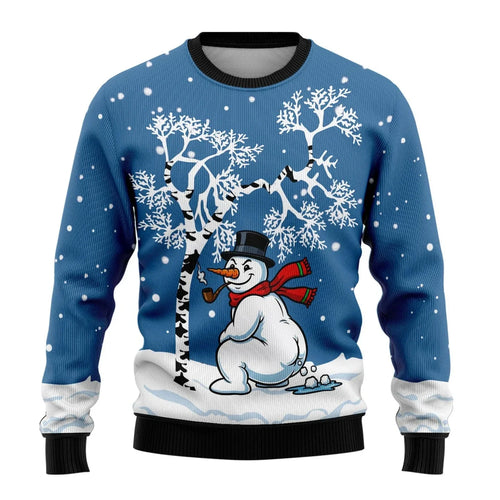 Killian - Men's Snowman Print Ugly Christmas Sweater