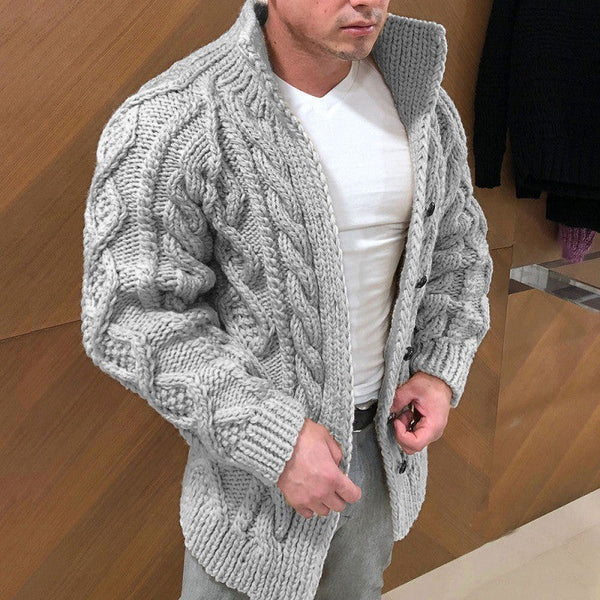 Oberon - Men's Chunky Cable Knit Shawl Cardigan