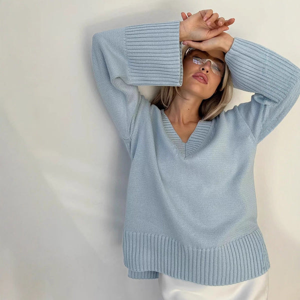 Winifred - Women's Oversized Deep V Neck Sweater