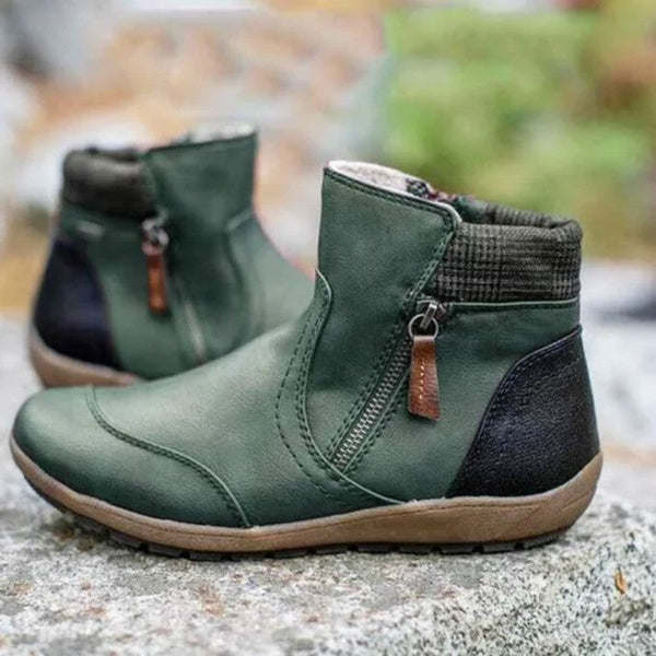 Adeline - Women's Faux Leather Fur Lined Ankle Boots