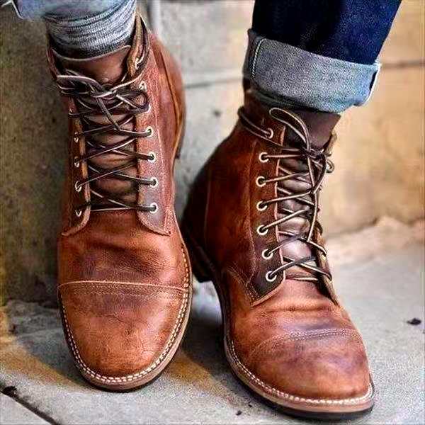 Albert - Men's Vintage Cap Toe Lace Up Boots