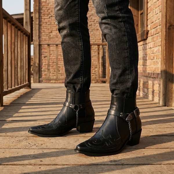 Ambrose - Men's Western Buckle Chelsea Ankle Boots