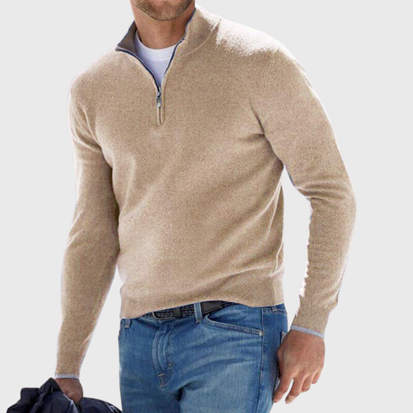 August - Men's Quarter Zip Mock Neck Sweater