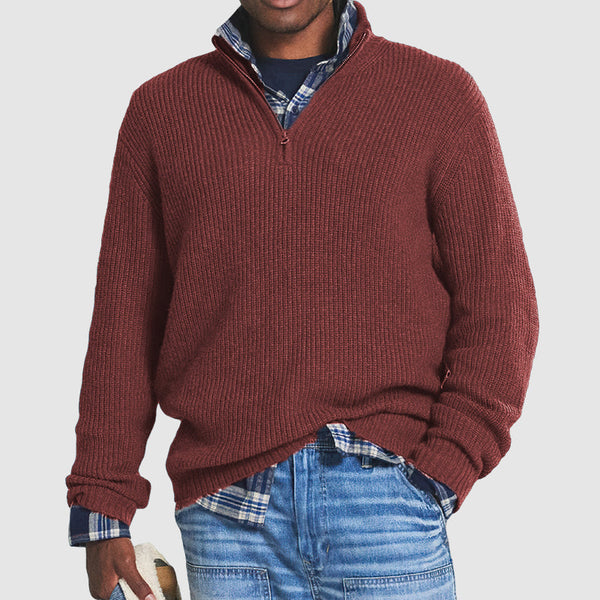 Augustine - Men's Half Zip Ribbed Knit Sweater