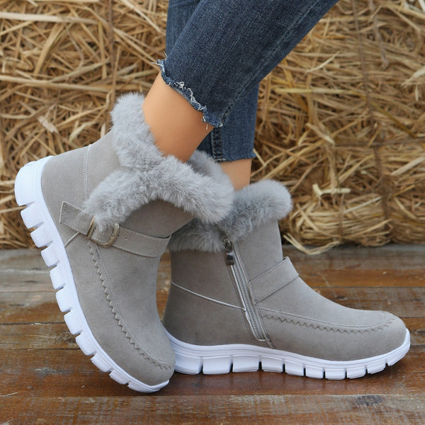Aurelia - Women's Faux Fur Trim Suede Snow Boots