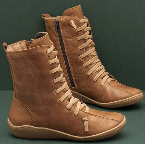 Aveline - Women's Lace Up Ankle Boots Side Zip