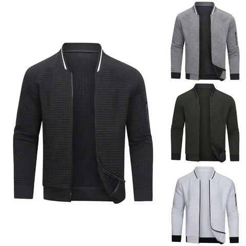 Barnaby - Men's Full Zip Textured Knit Sweater