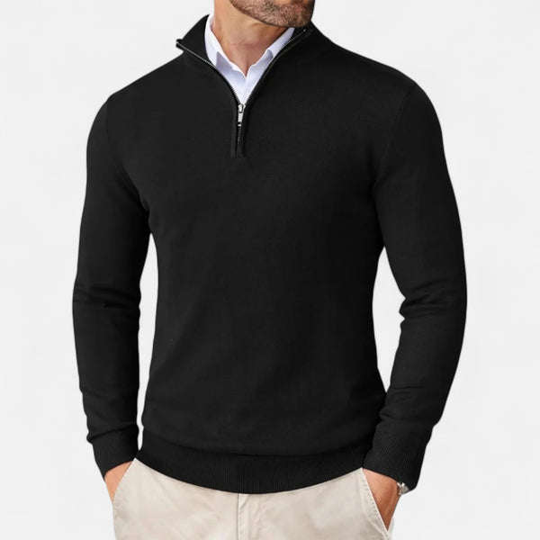 Bennett - Men's Zip Collar Cotton Knit Sweater