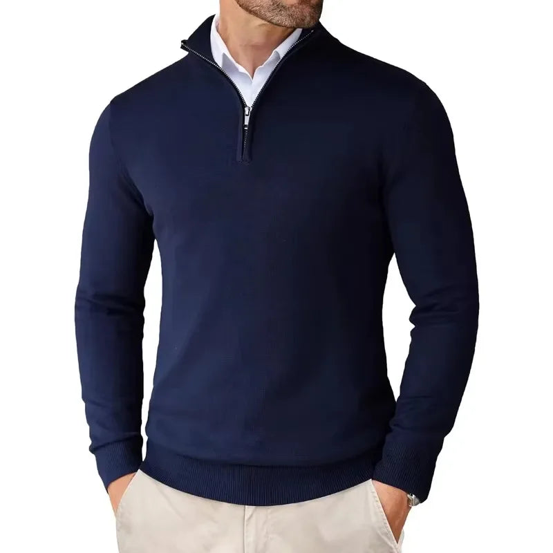Bennett - Men's Zip Collar Cotton Knit Sweater