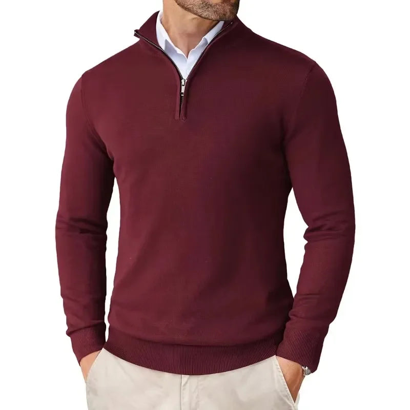 Bennett - Men's Zip Collar Cotton Knit Sweater