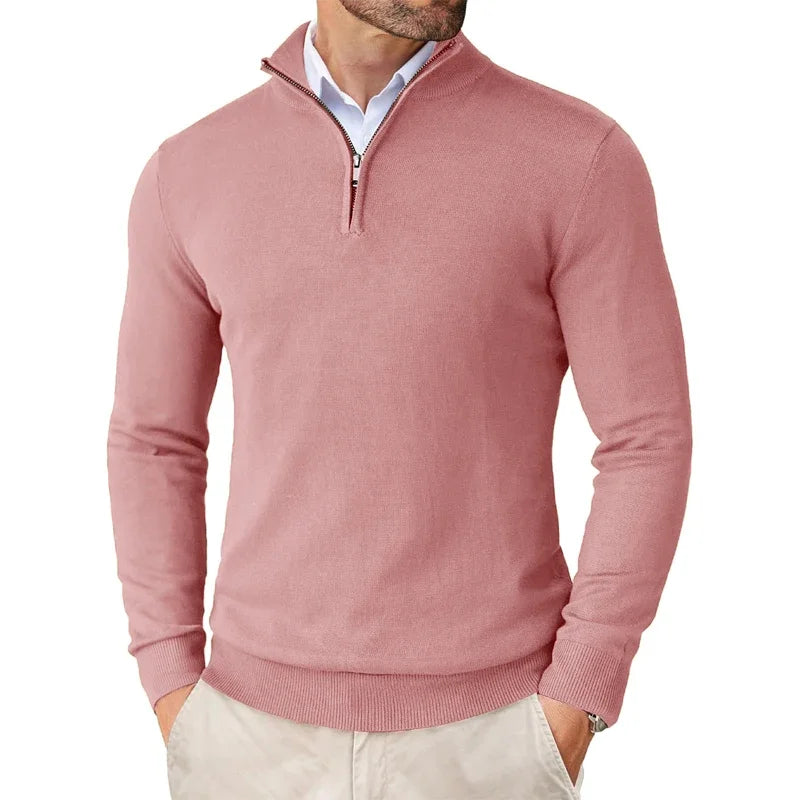 Bennett - Men's Zip Collar Cotton Knit Sweater