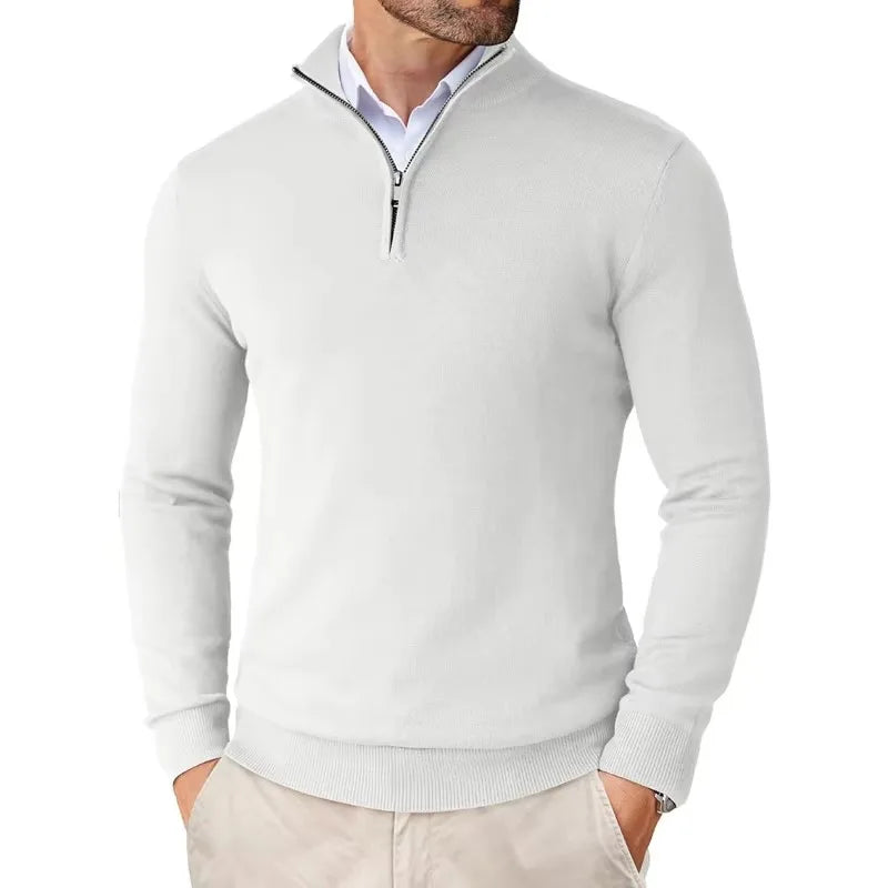 Bennett - Men's Zip Collar Cotton Knit Sweater