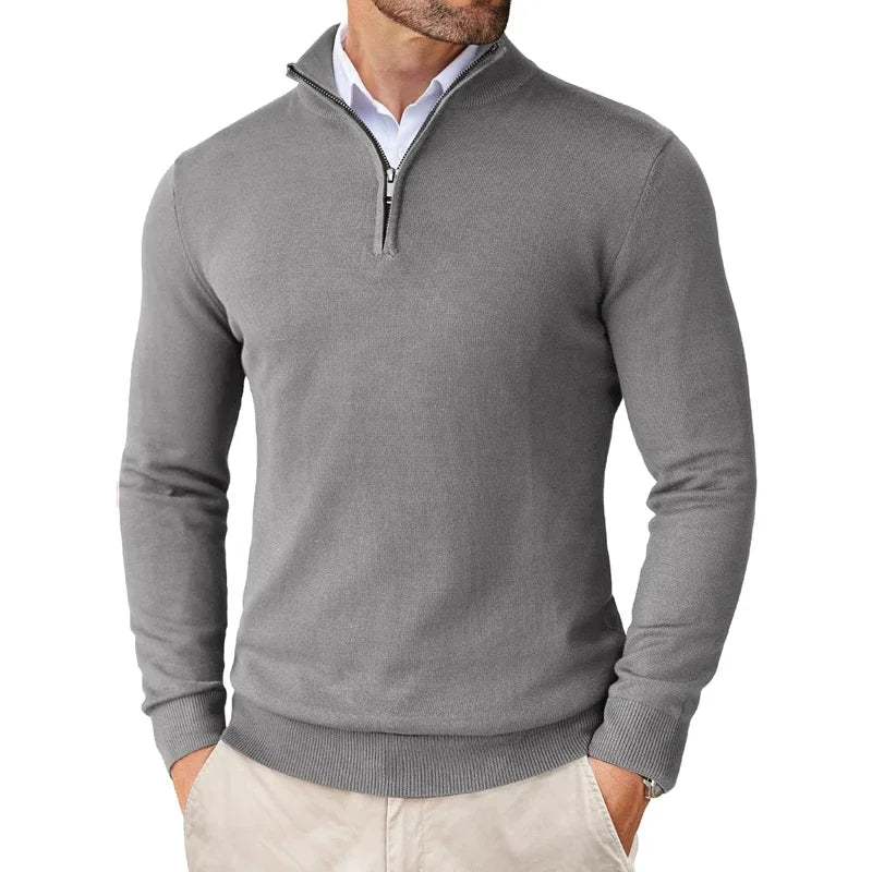 Bennett - Men's Zip Collar Cotton Knit Sweater