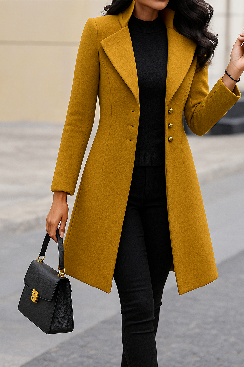 Bianca - Women's Three Button Long Tailored Coat