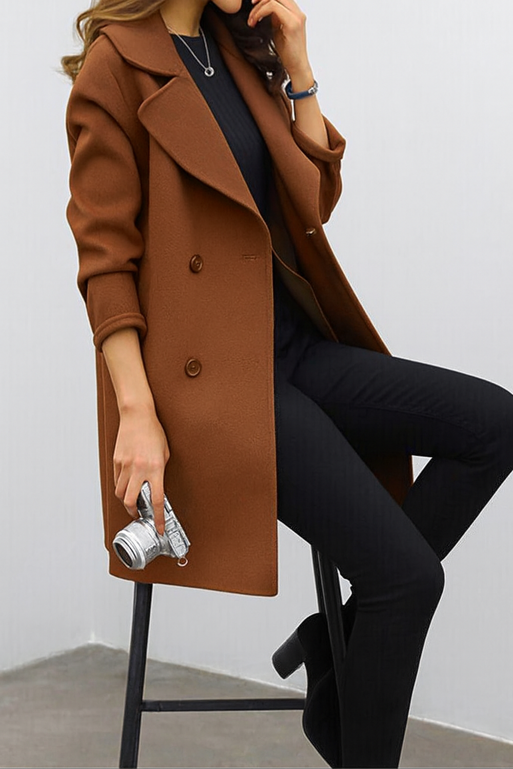 Bridget - Women's Double Breasted Mid Length Coat