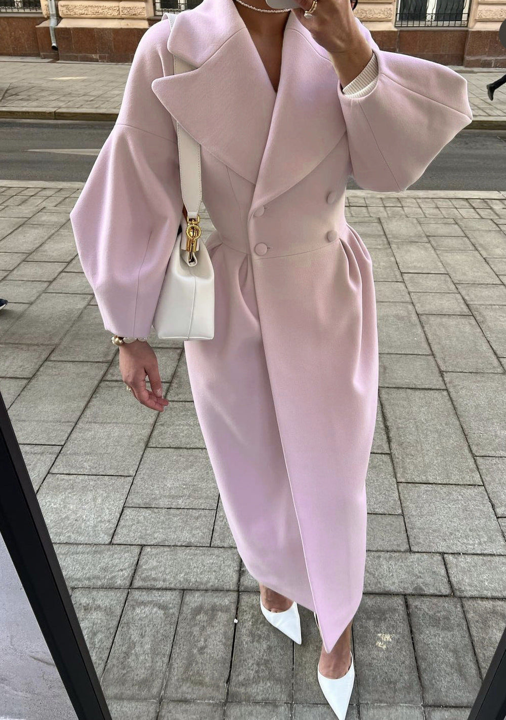 Brielle - Women's Long Double Breasted Lapel Coat