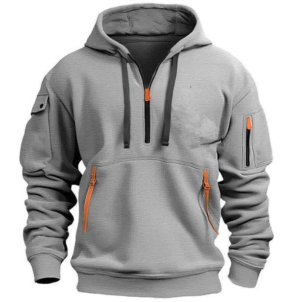 Caleb - Men's Half Zip Tactical Cargo Hoodie