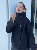 Calista - Women's Oversized High Collar Button Coat