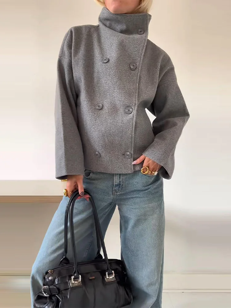 Calista - Women's Oversized High Collar Button Coat