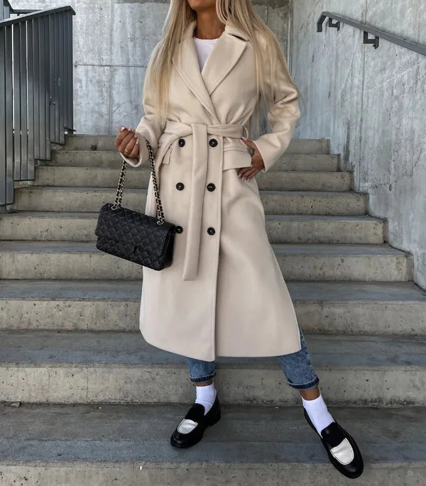 Camille - Women's Belted Wrap Long Winter Coat