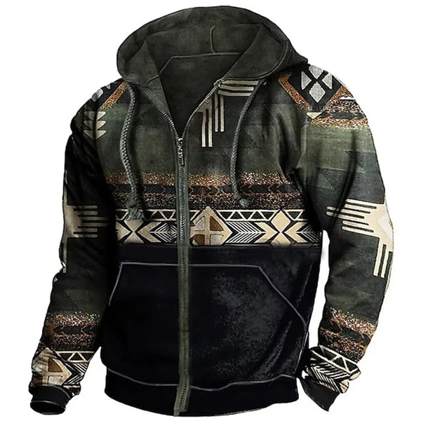 Casper - Men's Aztec Print Zip Up Hoodie