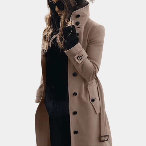 Cassia - Women's Belted Classic Long Trench Coat