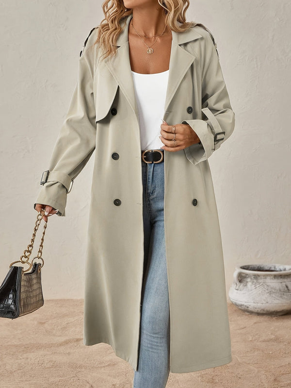 Clementine - Women's Long Cotton Blend Trench Coat