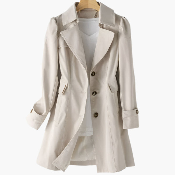 Colette - Women's Classic Long Button Front Trench Coat