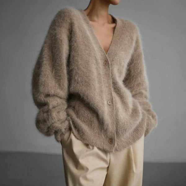 Cressida - Women's Soft Fuzzy V Neck Cardigan