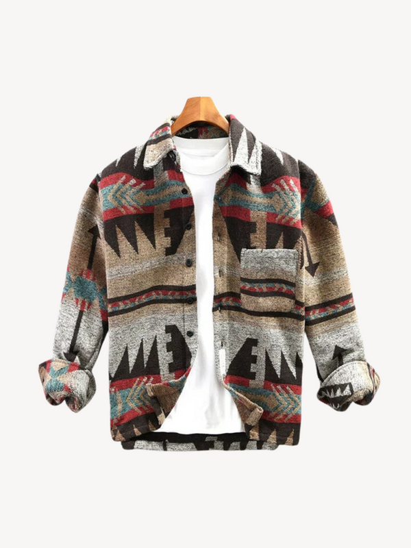Declan - Men's Vintage Aztec Print Flannel Shirt