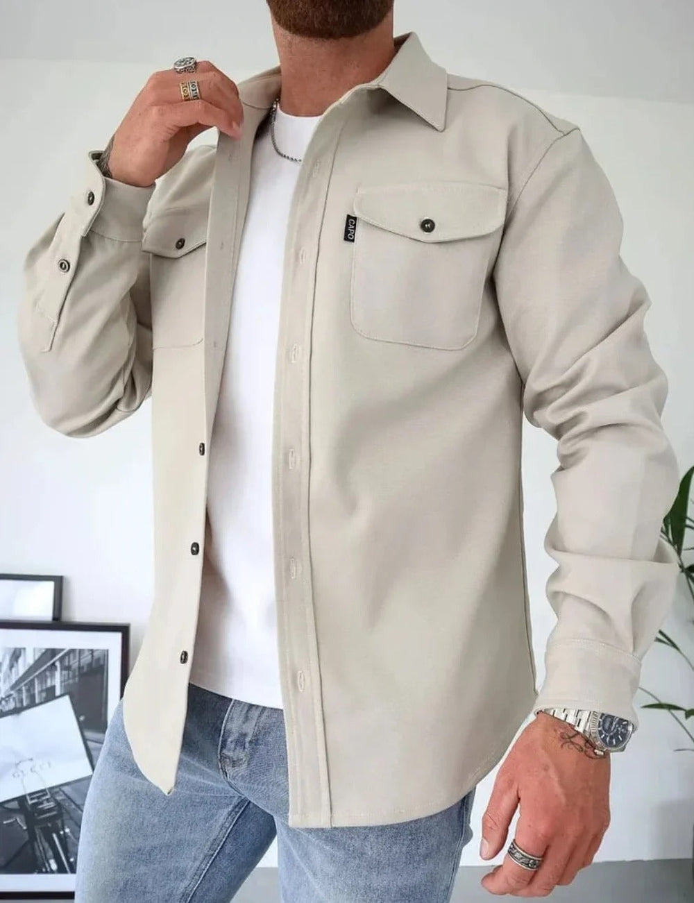 Desmond - Men's Solid Button Up Overshirt