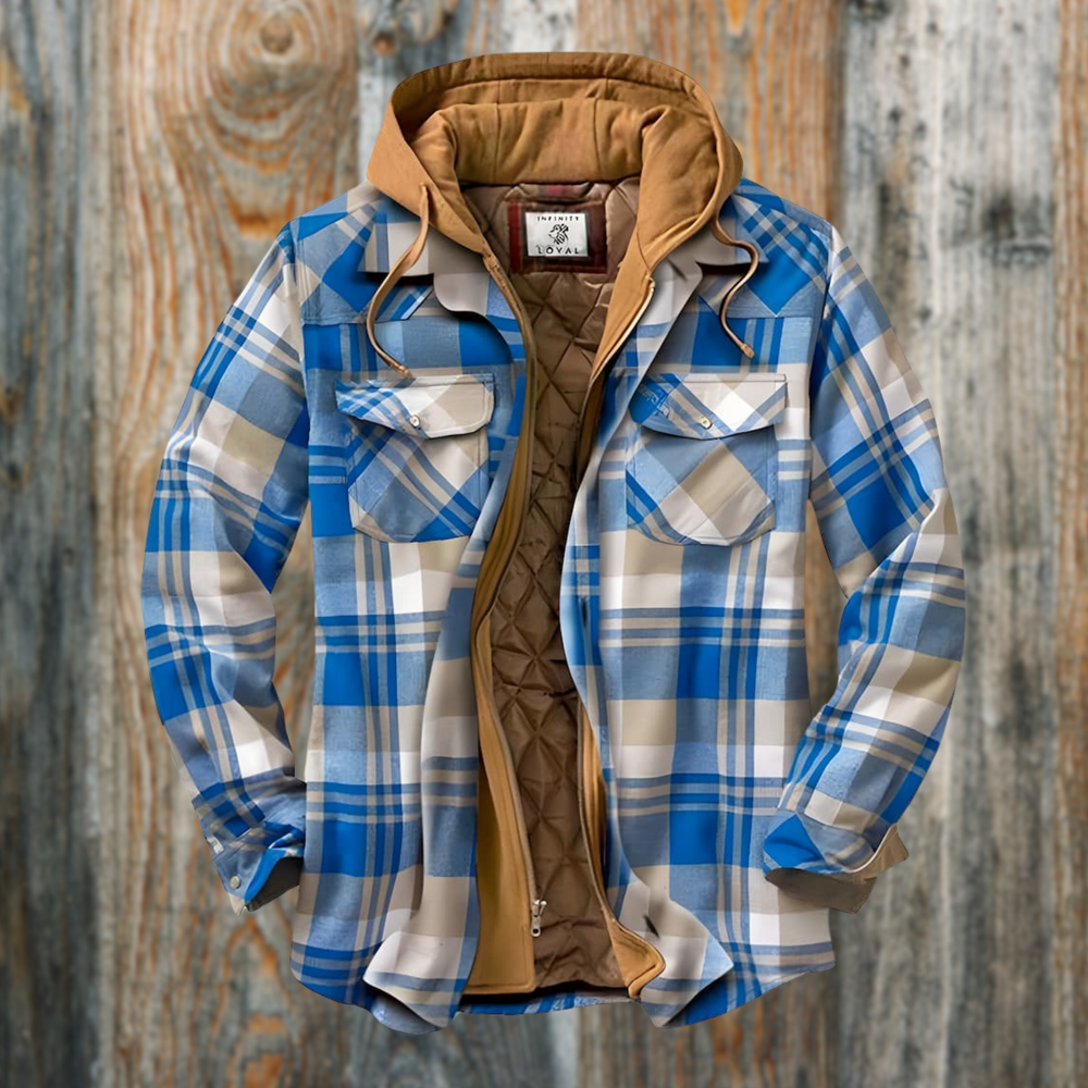 Edmund - Men's Quilted Lined Plaid Flannel Jacket