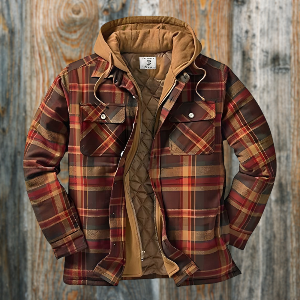 Edmund - Men's Quilted Lined Plaid Flannel Jacket