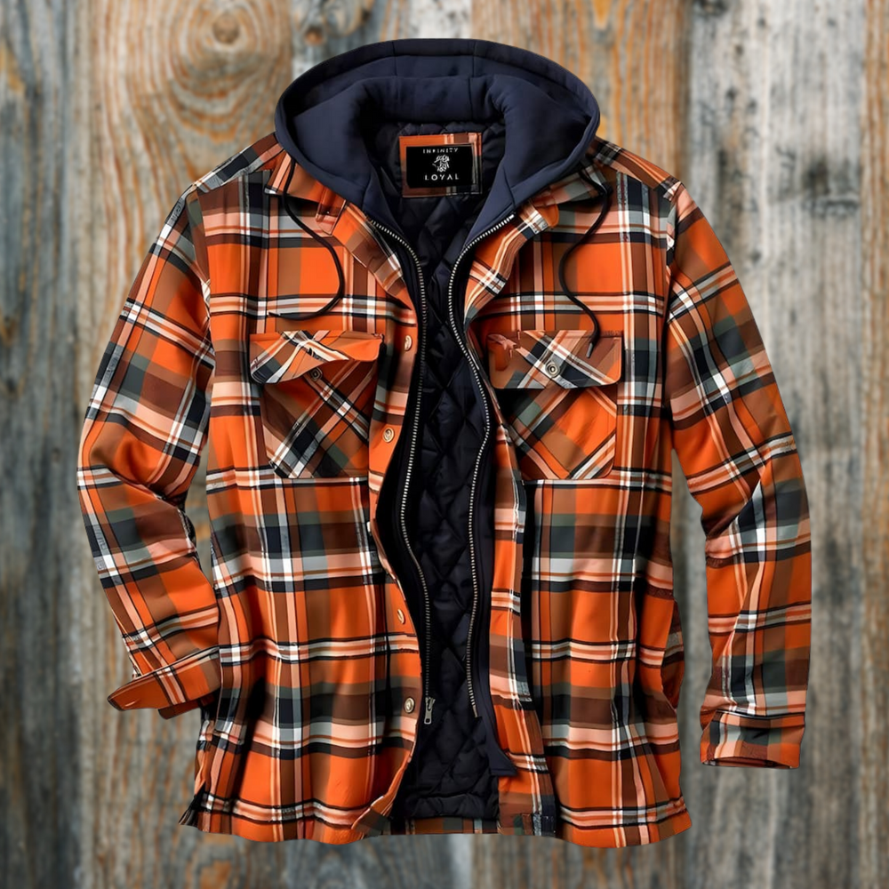 Edmund - Men's Quilted Lined Plaid Flannel Jacket