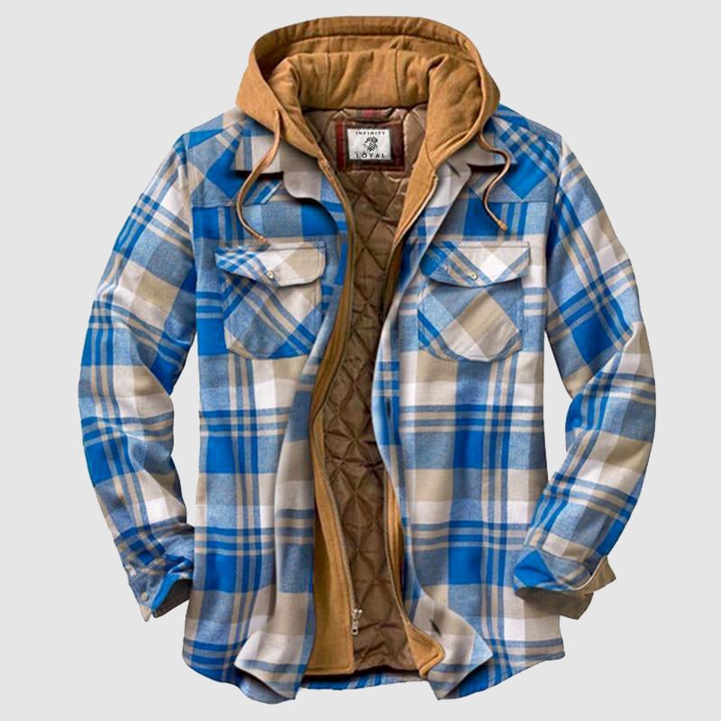 Edmund - Men's Quilted Lined Plaid Flannel Jacket