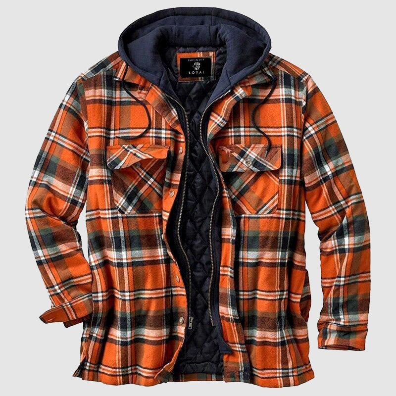 Edmund - Men's Quilted Lined Plaid Flannel Jacket