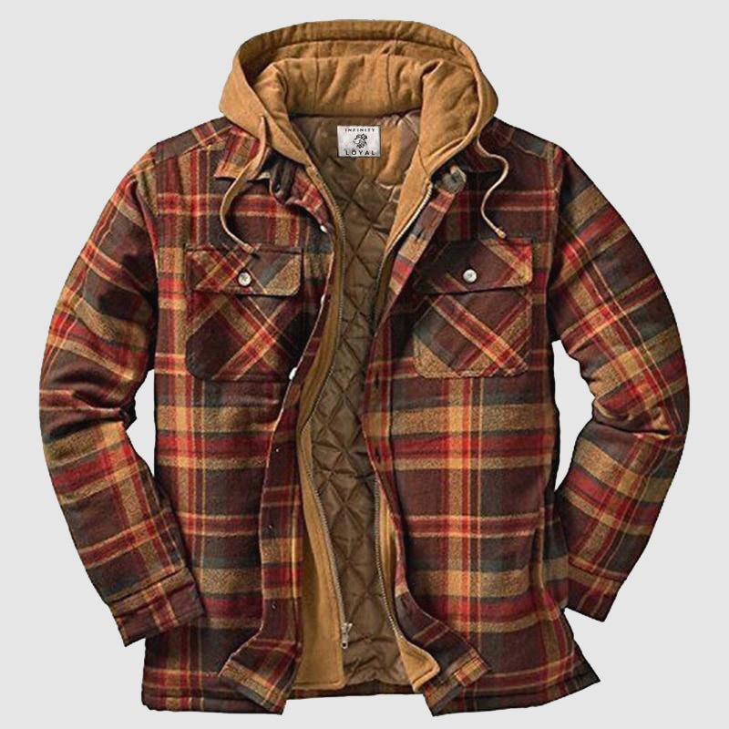 Edmund - Men's Quilted Lined Plaid Flannel Jacket