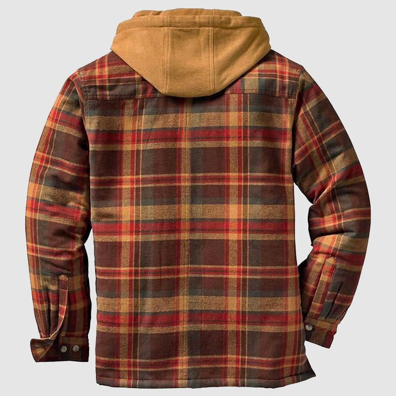 Edmund - Men's Quilted Lined Plaid Flannel Jacket