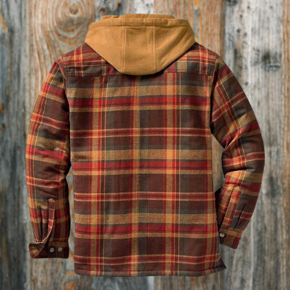 Edmund - Men's Quilted Lined Plaid Flannel Jacket