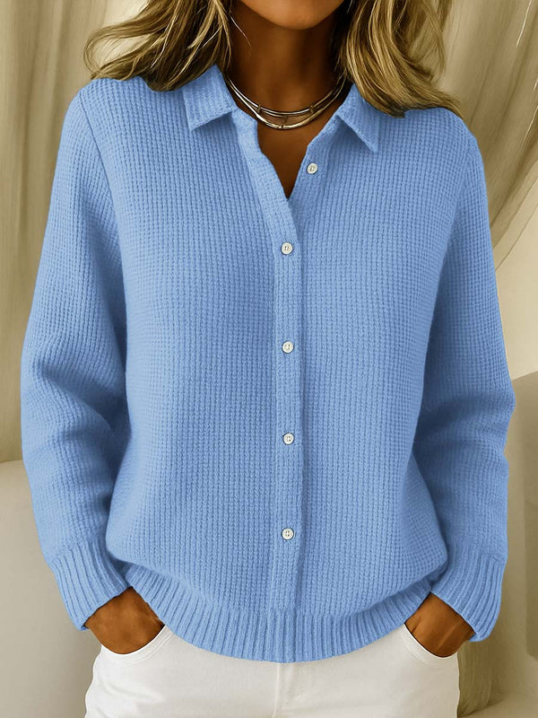 Elise - Women's Ribbed Knit Button Up Cardigan