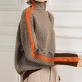 Everly - Women's Herringbone Knit Turtleneck Sweater