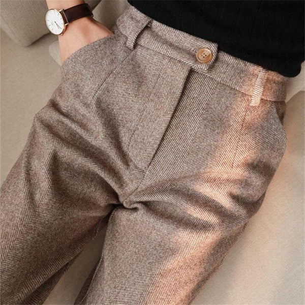 Ezra - Men's Herringbone Slim Fit Dress Pants