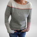 Farrah - Women's Striped Boat Neck Knit Sweater