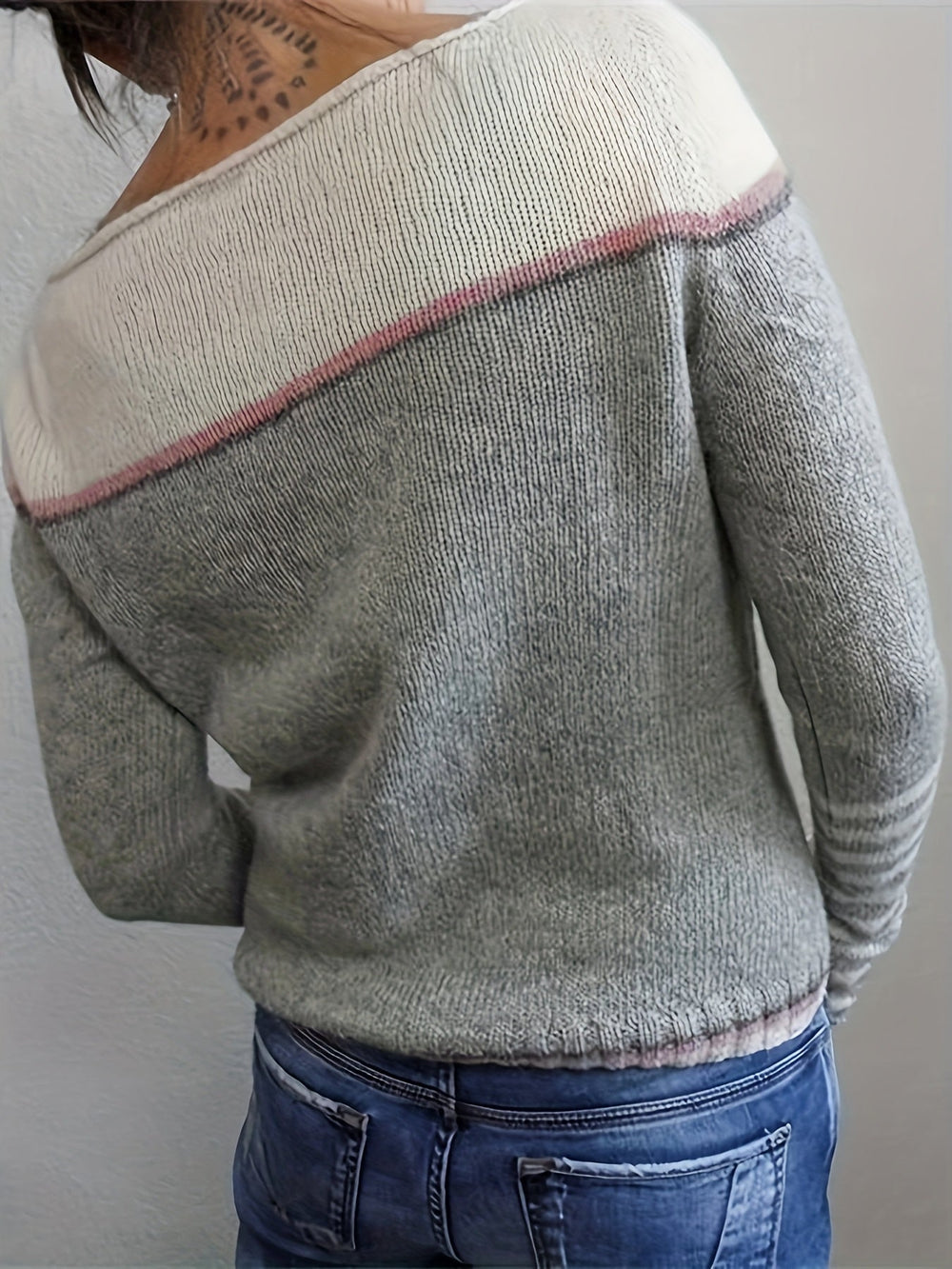 Farrah - Women's Striped Boat Neck Knit Sweater