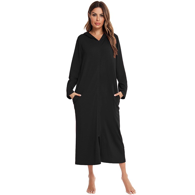 Faye - Women's Hooded Zip Up Fleece Robe
