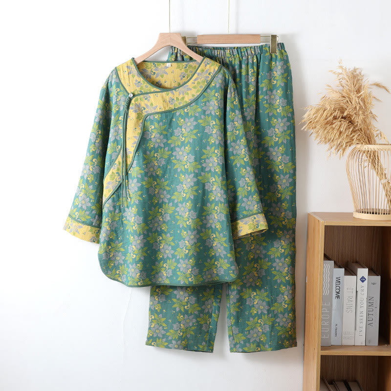 Fern - Women's Floral Cotton Gauze Pajama Set