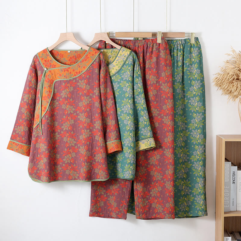 Fern - Women's Floral Cotton Gauze Pajama Set