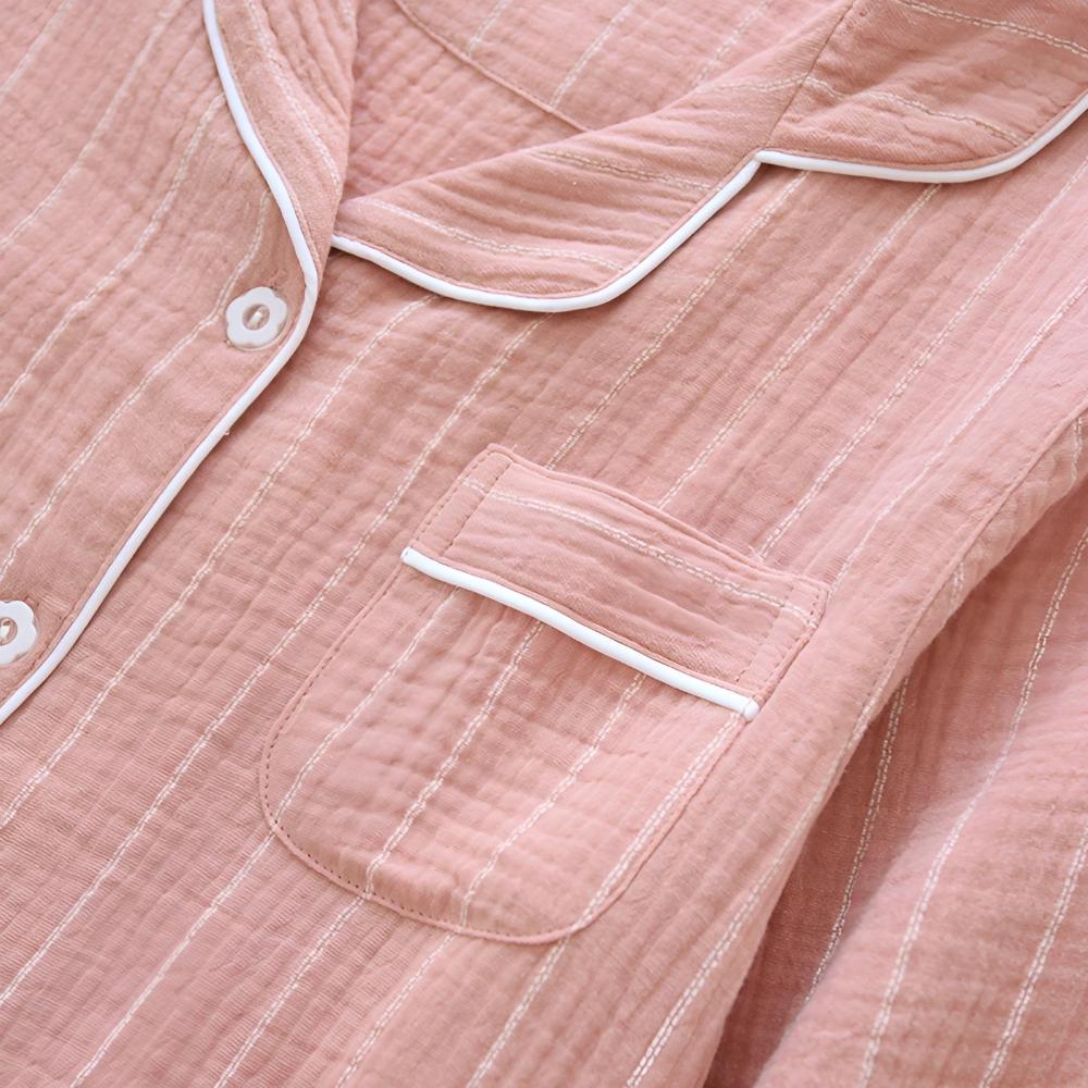 Fiona - Women's Striped Cotton Nightshirt Sleep Dress