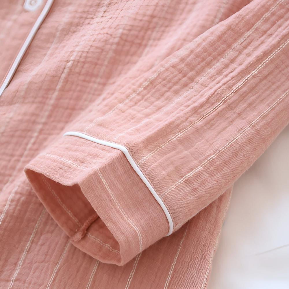 Fiona - Women's Striped Cotton Nightshirt Sleep Dress