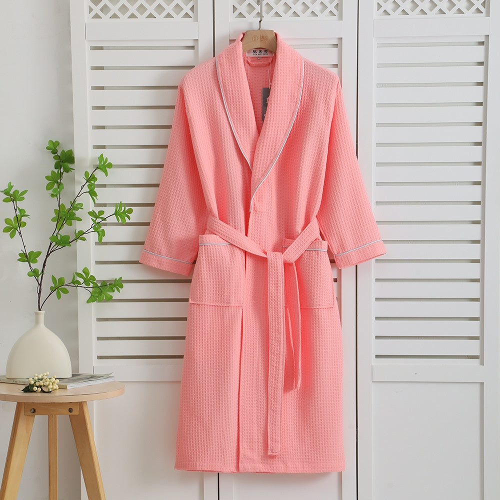 Fleur - Women's Waffle Weave Cotton Bathrobe